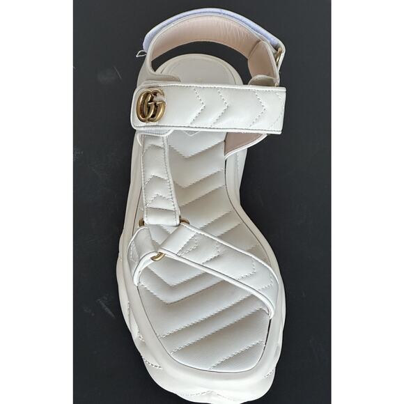 Gucci GG Quilted Open Toe Women’s White Leather Sandals 10 US (40 Eu) 776936 NIB - Picture 10 of 16